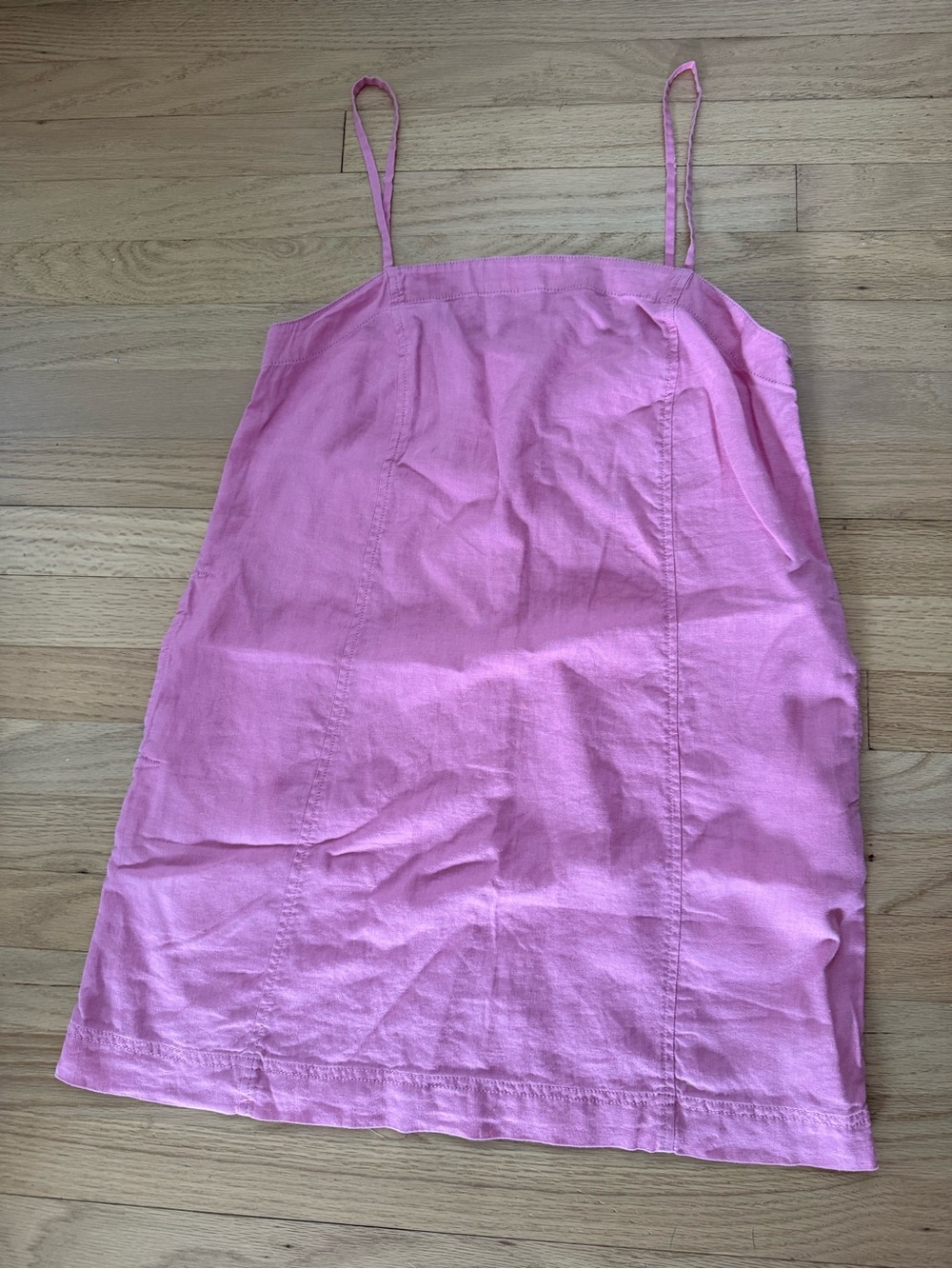 Madewell Size 6 Pink Linen Blend Spaghetti Strap Mini Dress